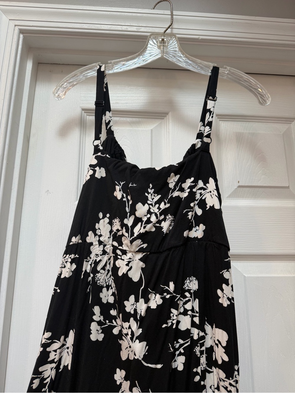 Tropical Floral Tea Length Stretch Challis Slit Dress - Picture 5 of 6